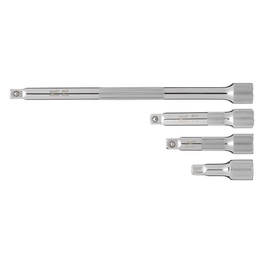 Milwaukee 4pc 1/4” Drive Extension Set - 48229340 - Available at Power Tool Specialists, Carlton, Victoria, Australia.