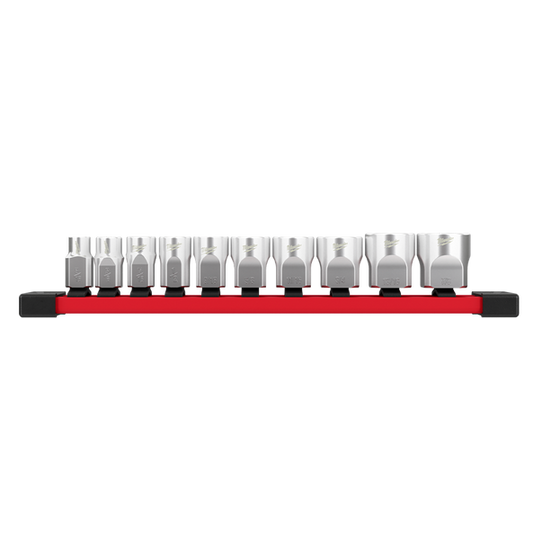Milwaukee 3/8" Drive 10pc SAE Socket Set with Storage Rail - 48229403 - Available at Power Tool Specialists, Carlton, Victoria, Australia.