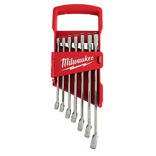 Milwaukee 7pc Combination Wrench Set - SAE - 48229407 - Available at Power Tool Specialists, Carlton, Victoria, Australia.