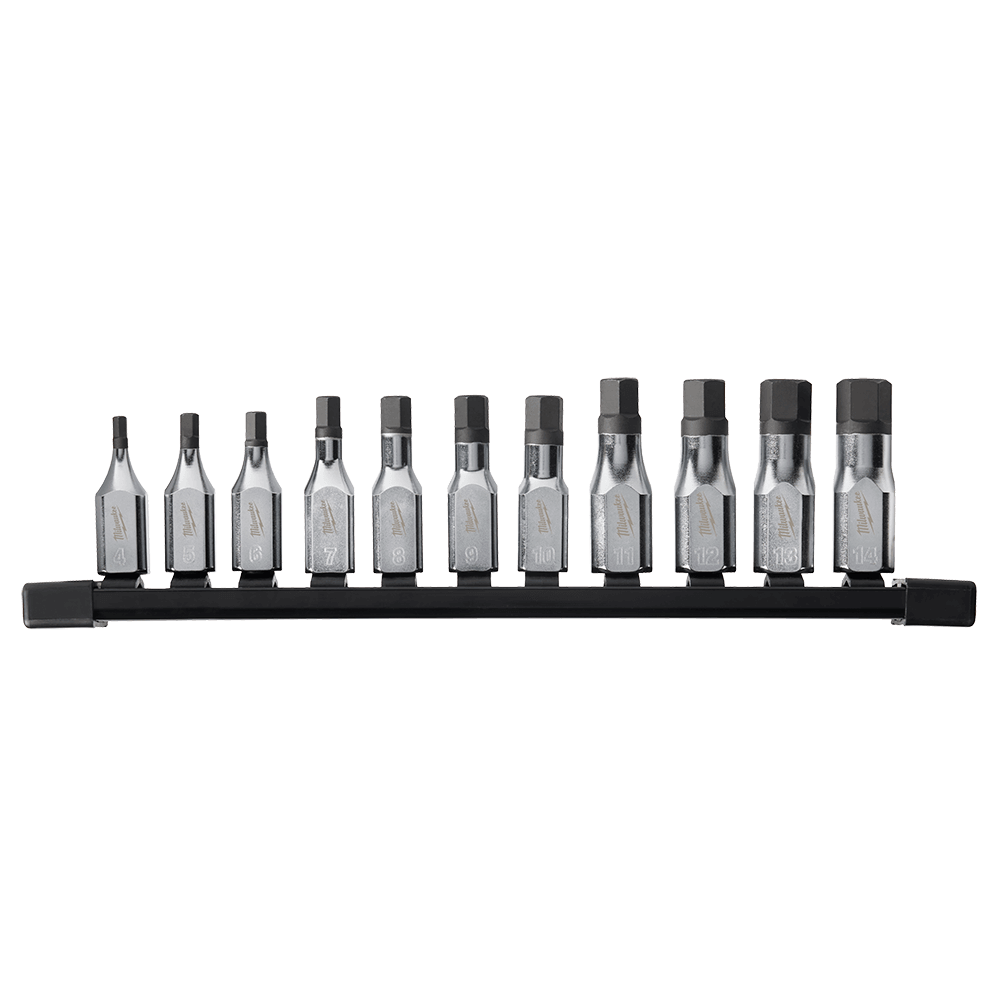 Milwaukee 11pc 3/8” Drive Metric Hex Bit Socket Set - 48229543 - Available at Power Tool Specialists, Carlton, Victoria, Australia.