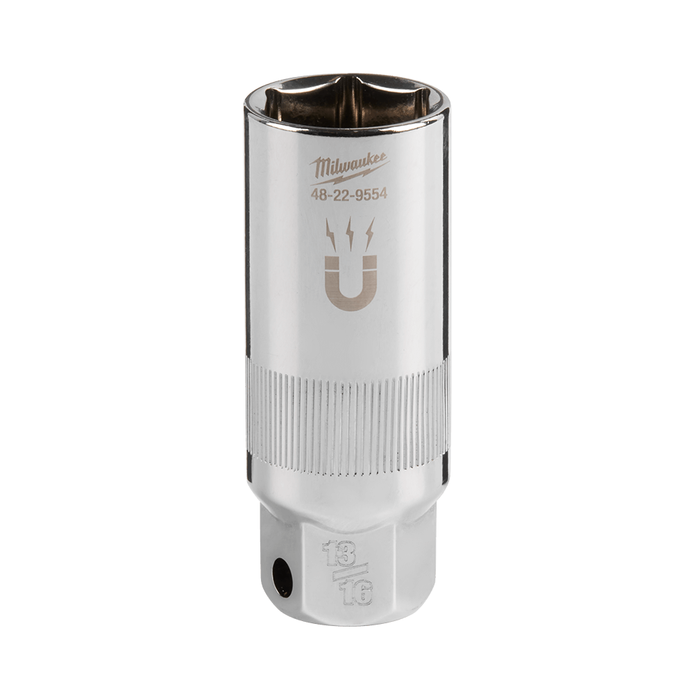 Milwaukee 3/8” Drive 13/16” Magnetic Spark Plug Socket - 48229554 - Available at Power Tool Specialists, Carlton, Victoria, Australia.