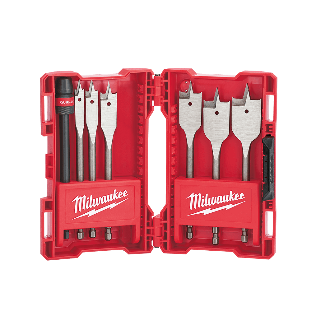 Interlocking Timber Bit Milwaukee 7pc Timber Spade Bit Set (10mm, 13mm, 16mm, 19mm, 22mm, 25mm ...