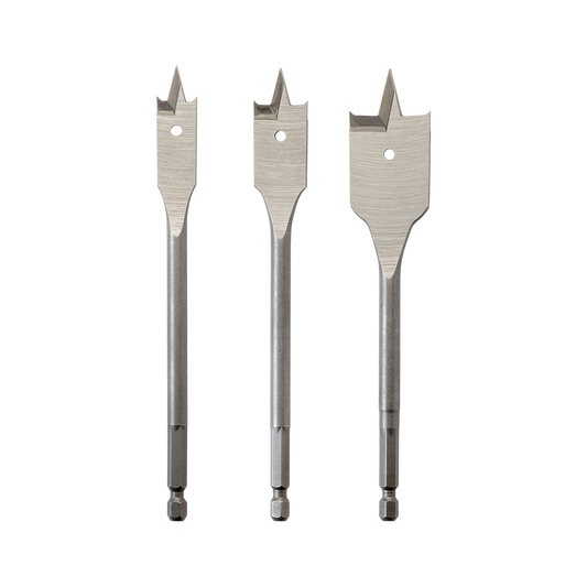 Milwaukee 3pcs Timber Spade Bit Set  (16mm, 19mm, 25mm) - 48270149 - Available at Power Tool Specialists, Carlton, Victoria, Australia.