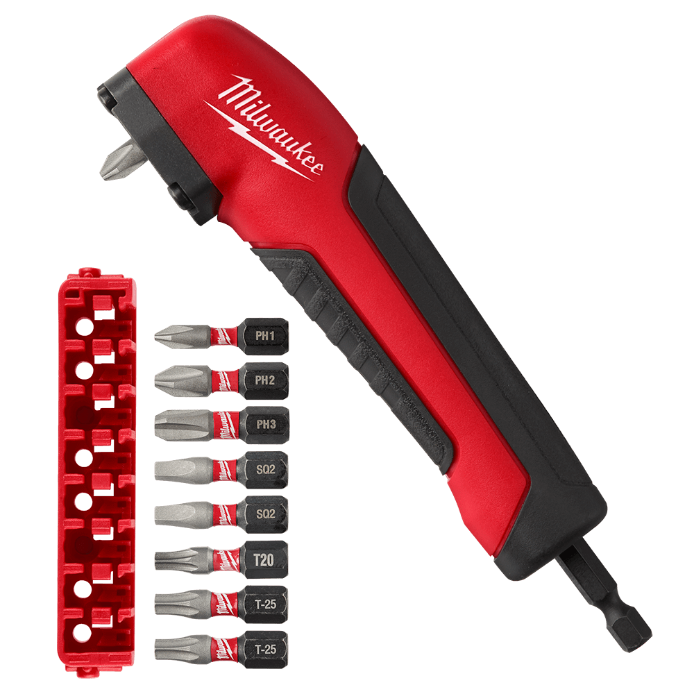 Milwaukee SHOCKWAVE™ Right Angle Adapter 10PC Set - 48323390 - Available at Power Tool Specialists, Carlton, Victoria, Australia.
