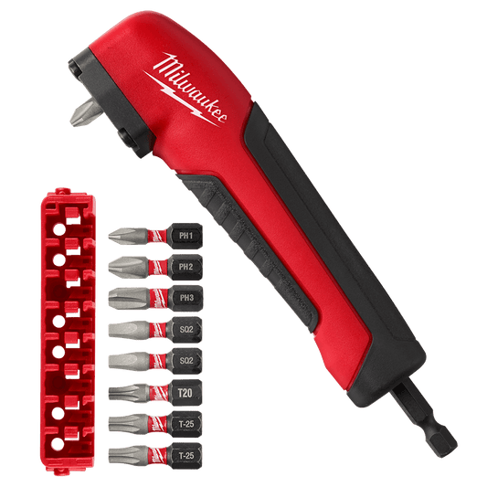 Milwaukee SHOCKWAVE™ Right Angle Adapter 10PC Set - 48323390 - Available at Power Tool Specialists, Carlton, Victoria, Australia.