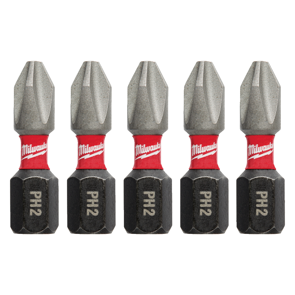 Milwaukee SHOCKWAVE™ Insert Bit Phillips #2 pkt 5  - 48324601 - Available at Power Tool Specialists, Carlton, Victoria, Australia.