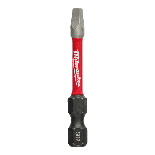 Milwaukee SHOCKWAVE™ Power Bit Square Recess #2 50mm (2") Pkt 5 - 48324606 - Available at Power Tool Specialists, Carlton, Victoria, Australia.