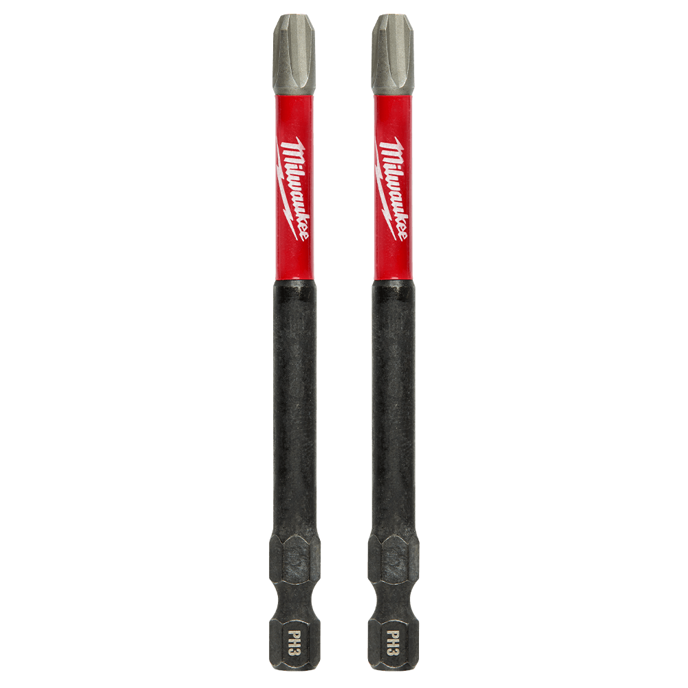 Milwaukee SHOCKWAVE™ Power Bit Phillips #3 89mm (3-1/2") 2pk - 48324664 - Available at Power Tool Specialists, Carlton, Victoria, Australia.