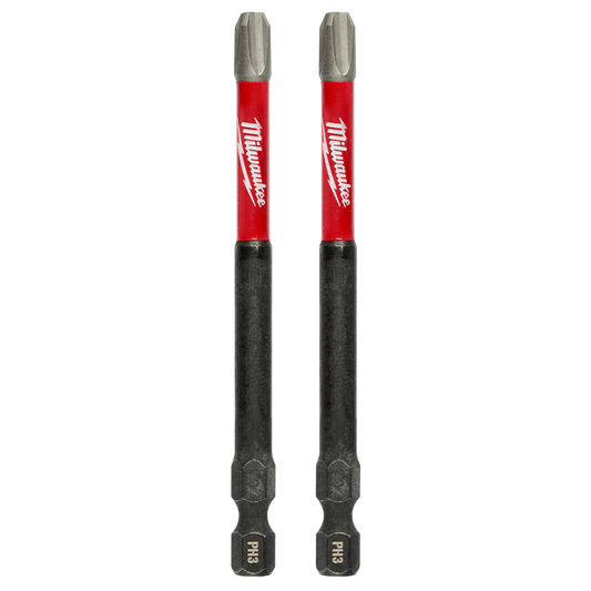 Milwaukee SHOCKWAVE™ Power Bit Phillips #3 89mm (3-1/2") 2pk - 48324664 - Available at Power Tool Specialists, Carlton, Victoria, Australia.