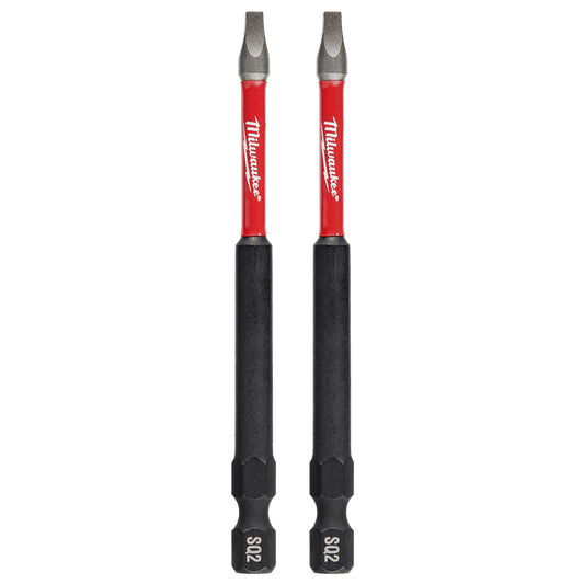 Milwaukee SHOCKWAVE™ Power Bit Square Recess #2 89mm (3-1/2") 2PK - 48324672 - Available at Power Tool Specialists, Carlton, Victoria, Australia.