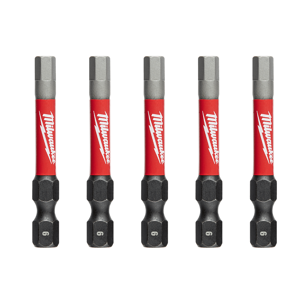 Milwaukee SHOCKWAVE™ Power Bit Hex 6mm 50mm (2") Pkt 5 - 48324690 - Available at Power Tool Specialists, Carlton, Victoria, Australia.