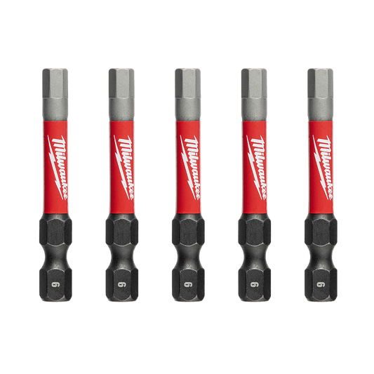 Milwaukee SHOCKWAVE™ Power Bit Hex 6mm 50mm (2") Pkt 5 - 48324690 - Available at Power Tool Specialists, Carlton, Victoria, Australia.