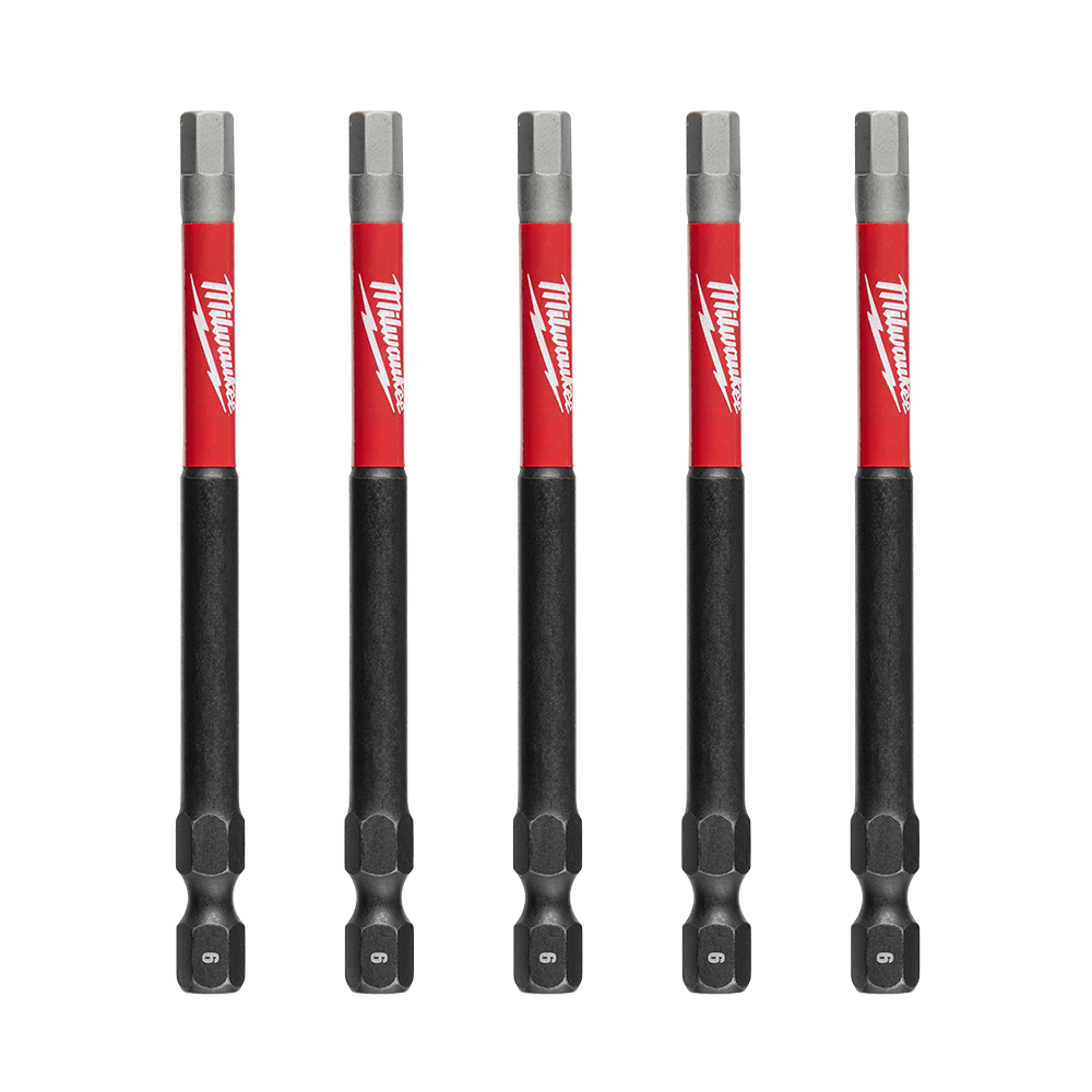 Milwaukee SHOCKWAVE™ Power Bit Hex 6mm 89mm (3-1/2") Pkt 5 - 48324691 - Available at Power Tool Specialists, Carlton, Victoria, Australia.