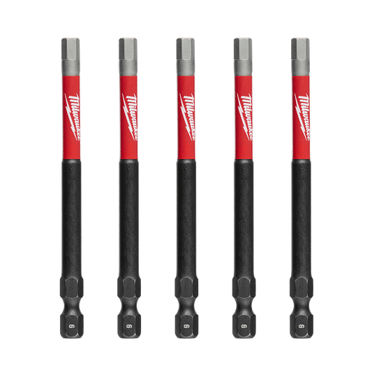 Milwaukee SHOCKWAVE™ Power Bit Hex 6mm 89mm (3-1/2") Pkt 5 - 48324691 - Available at Power Tool Specialists, Carlton, Victoria, Australia.