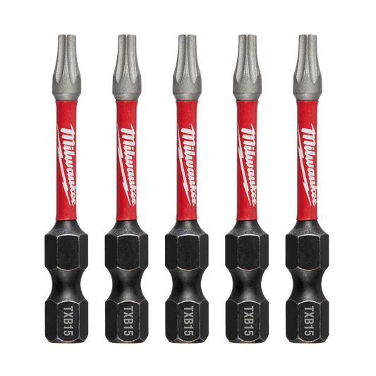 Milwaukee SHOCKWAVE™ Power Bit Security Torx TXB015 50MM (2") 5PK - 48324693 - Available at Power Tool Specialists, Carlton, Victoria, Australia.