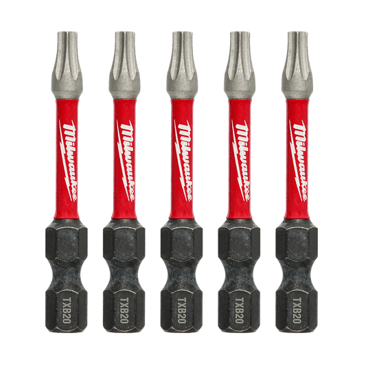 Milwaukee SHOCKWAVE™ Power Bit Security Torx TXB020 50MM (2") 5PK - 48324694 - Available at Power Tool Specialists, Carlton, Victoria, Australia.