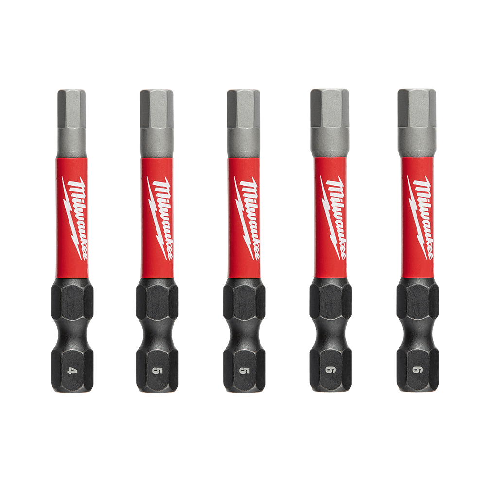 Milwaukee Shockwave Power Hex Starter Kit – 1 x 4mm 50mm, 2 x 5mm 50mm, 2 x 6mm 50mm - 48324695 - Available at Power Tool Specialists, Carlton, Victoria, Australia.