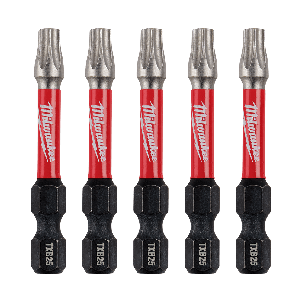 Milwaukee SHOCKWAVE™ Power Bit Security Torx TXB025 50MM (2") 5PK - 48324696 - Available at Power Tool Specialists, Carlton, Victoria, Australia.