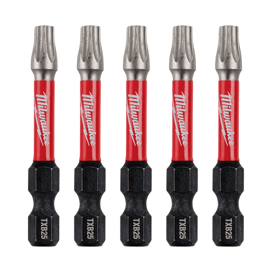 Milwaukee SHOCKWAVE™ Power Bit Security Torx TXB025 50MM (2") 5PK - 48324696 - Available at Power Tool Specialists, Carlton, Victoria, Australia.
