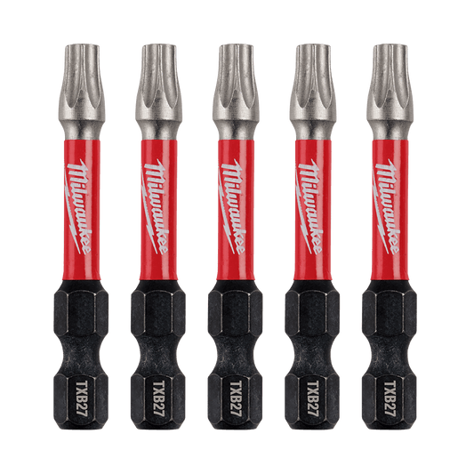 Milwaukee SHOCKWAVE™ Power Bit Security Torx TXB027 50MM (2") 5PK - 48324697 - Available at Power Tool Specialists, Carlton, Victoria, Australia.