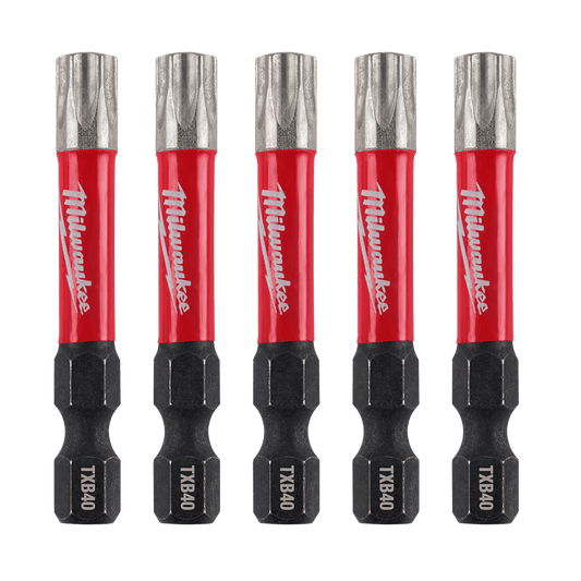 Milwaukee SHOCKWAVE™ Power Bit Security Torx TXB040 50MM (2") 5PK - 48324699 - Available at Power Tool Specialists, Carlton, Victoria, Australia.