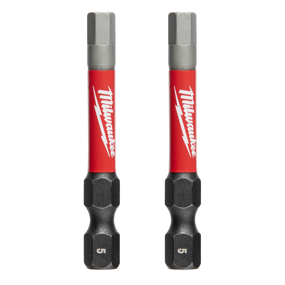 Milwaukee SHOCKWAVE™ Power Bit Hex 5mm 50mm (2") 2PK - 48324737 - Available at Power Tool Specialists, Carlton, Victoria, Australia.