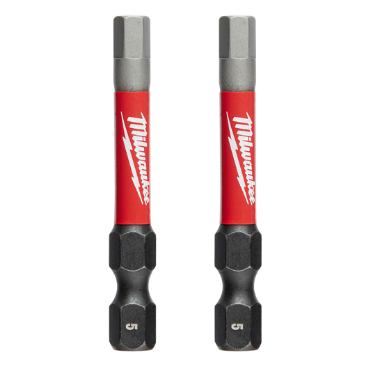 Milwaukee SHOCKWAVE™ Power Bit Hex 5mm 50mm (2") 2PK - 48324737 - Available at Power Tool Specialists, Carlton, Victoria, Australia.