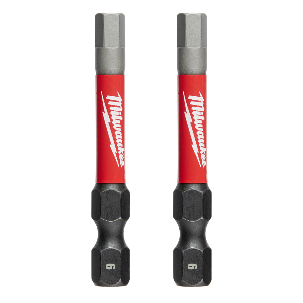 Milwaukee SHOCKWAVE™ Power Bit Hex 6mm 50mm (2") 2PK - 48324738 - Available at Power Tool Specialists, Carlton, Victoria, Australia.