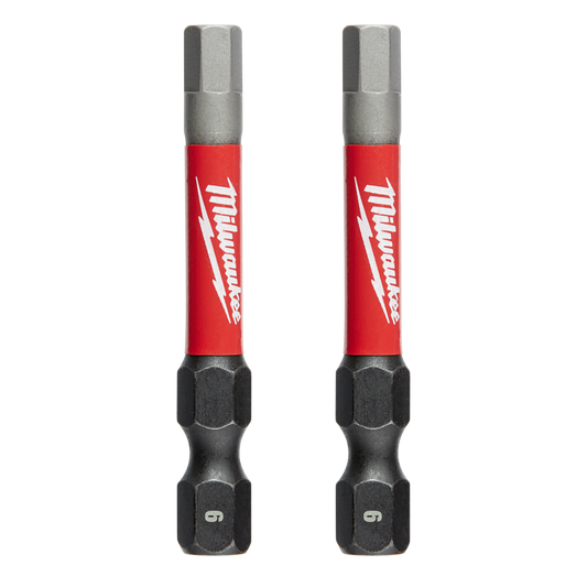 Milwaukee SHOCKWAVE™ Power Bit Hex 6mm 50mm (2") 2PK - 48324738 - Available at Power Tool Specialists, Carlton, Victoria, Australia.