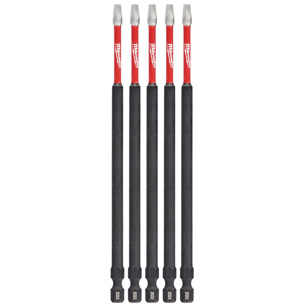 Milwaukee SHOCKWAVE™ Power Bit Square Recess #2 150mm (6") 5Pk - 48324855 - Available at Power Tool Specialists, Carlton, Victoria, Australia.