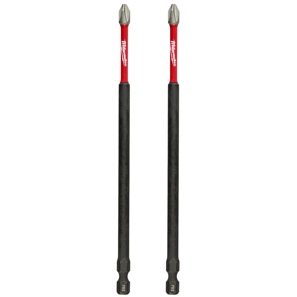 Milwaukee SHOCKWAVE™ Power Bit Phillips #2 150mm (6") 2PK - 48324902 - Available at Power Tool Specialists, Carlton, Victoria, Australia.