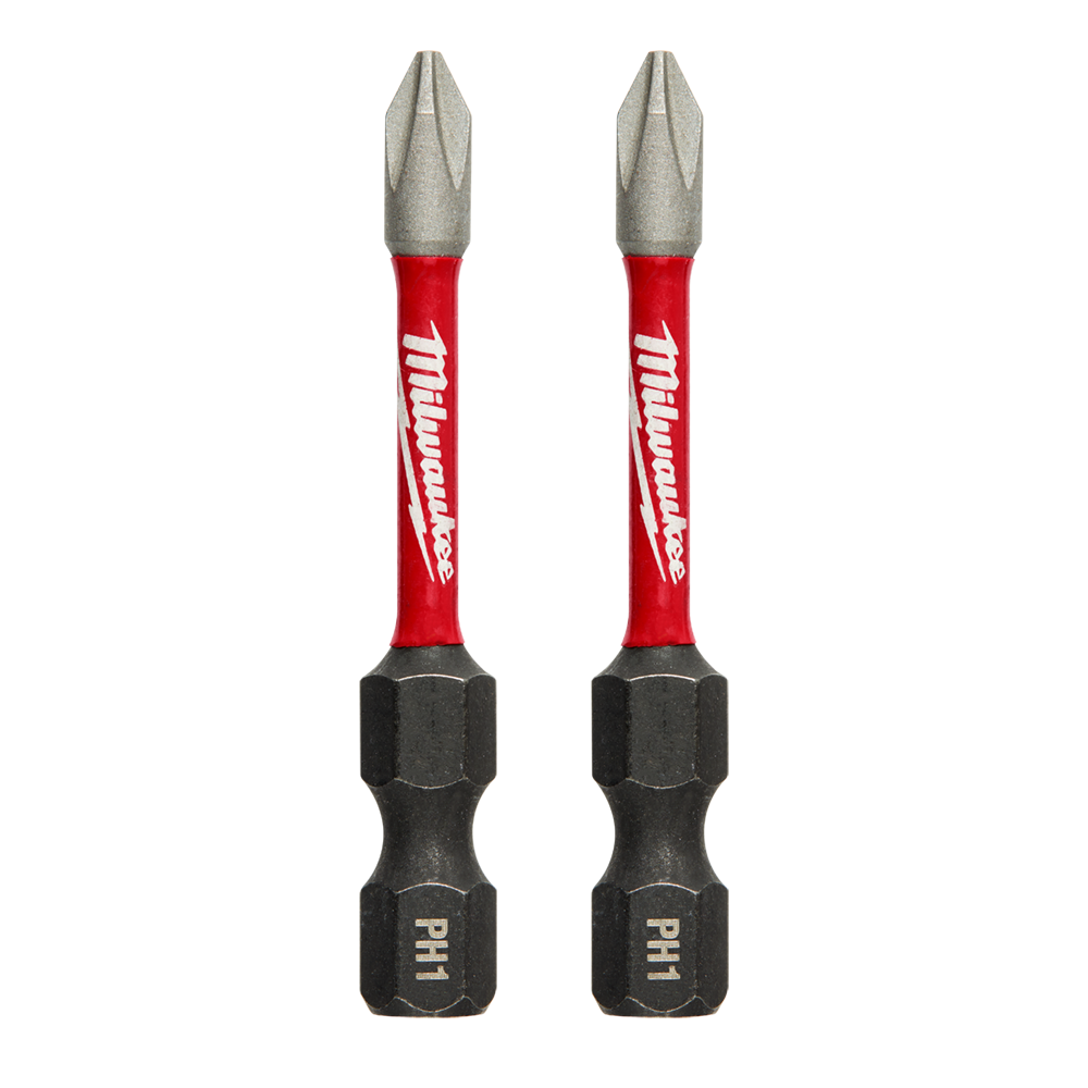 Milwaukee SHOCKWAVE™ Power Bit Phillips #1 50mm (2") 2pk - 48324961 - Available at Power Tool Specialists, Carlton, Victoria, Australia.