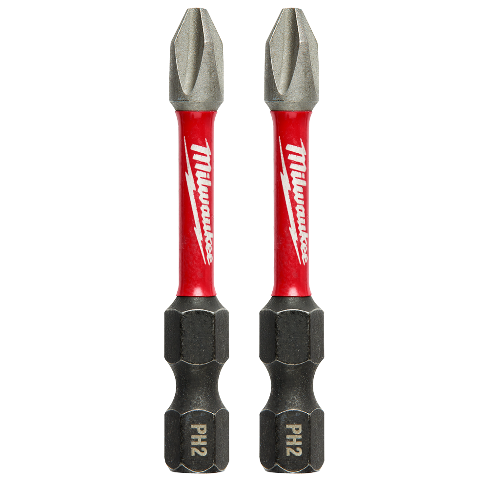 Milwaukee SHOCKWAVE™ Power Bit Phillips #2 50mm (2") 2pk - 48324962 - Available at Power Tool Specialists, Carlton, Victoria, Australia.