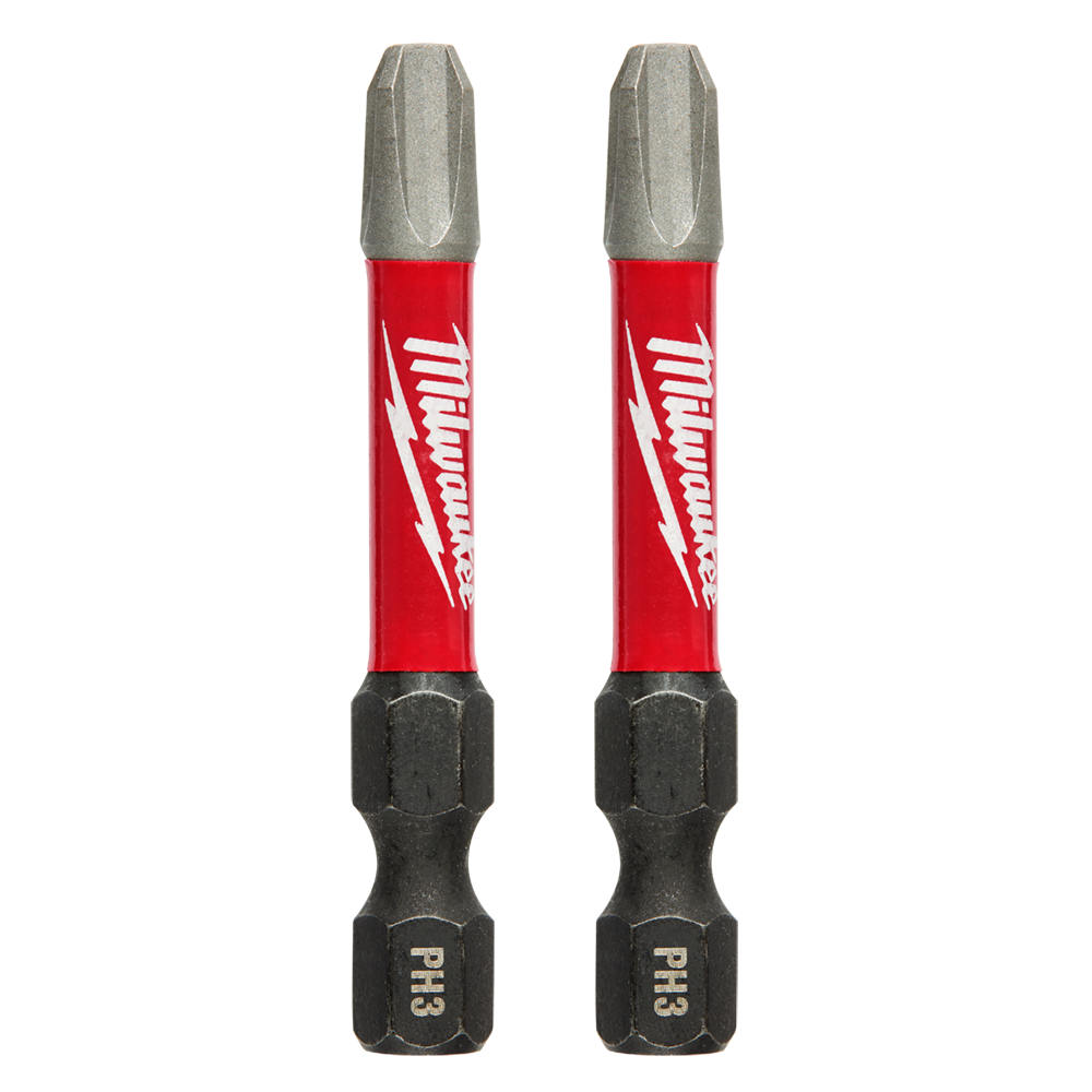 Milwaukee SHOCKWAVE™ Power Bit Phillips #3 50mm (2") 2pk - 48324963 - Available at Power Tool Specialists, Carlton, Victoria, Australia.