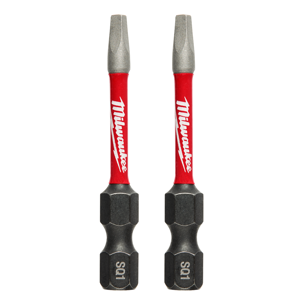 Milwaukee SHOCKWAVE™ Power Bit Square Recess #1 50mm (2") 2pk - 48324971 - Available at Power Tool Specialists, Carlton, Victoria, Australia.