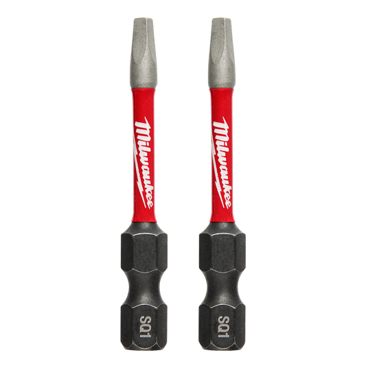 Milwaukee SHOCKWAVE™ Power Bit Square Recess #1 50mm (2") 2pk - 48324971 - Available at Power Tool Specialists, Carlton, Victoria, Australia.