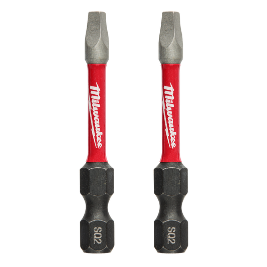 Milwaukee SHOCKWAVE™ Power Bit Square Recess #2 50mm (2") 2pk - 48324972 - Available at Power Tool Specialists, Carlton, Victoria, Australia.