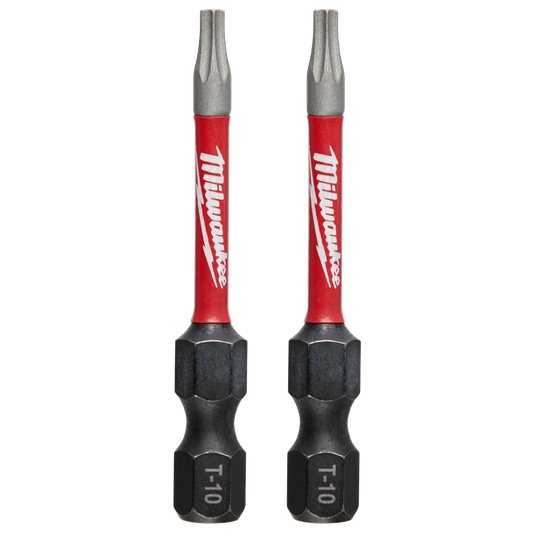 Milwaukee SHOCKWAVE™ Power Bit Torx T10 50MM (2") 2pk - 48324982 - Available at Power Tool Specialists, Carlton, Victoria, Australia.