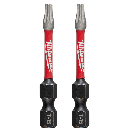 Milwaukee SHOCKWAVE™ Power Bit Torx T15 50MM (2") 2pk - 48324983 - Available at Power Tool Specialists, Carlton, Victoria, Australia.