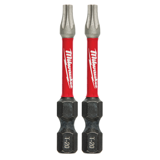 Milwaukee SHOCKWAVE™ Power Bit Torx T20 50mm (2") 2Pk - 48324984 - Available at Power Tool Specialists, Carlton, Victoria, Australia.