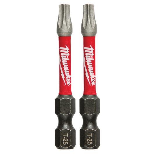 Milwaukee SHOCKWAVE™ Power Bit Torx T25 50mm (2") 2Pk - 48324985 - Available at Power Tool Specialists, Carlton, Victoria, Australia.