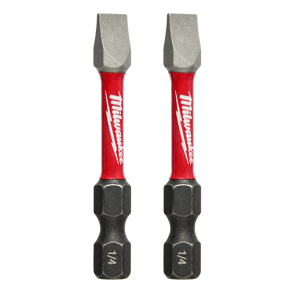 Milwaukee SHOCKWAVE™ Power Bit Slotted 1/4" 50mm (2") 2PK - 48325018 - Available at Power Tool Specialists, Carlton, Victoria, Australia.