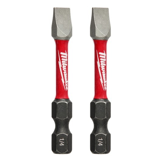 Milwaukee SHOCKWAVE™ Power Bit Slotted 1/4" 50mm (2") 2PK - 48325018 - Available at Power Tool Specialists, Carlton, Victoria, Australia.