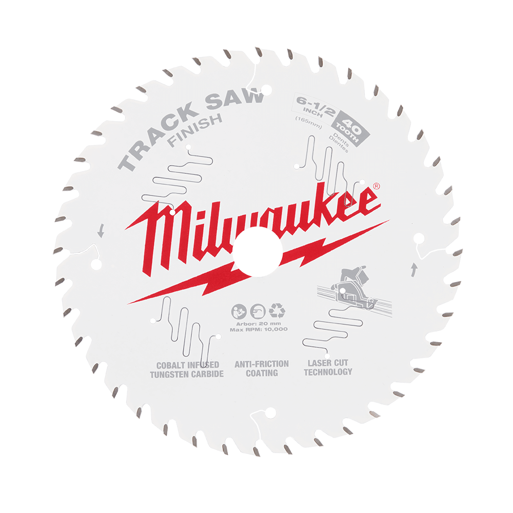 Milwaukee 165mm 6-1/2" 40T Wood Track Saw Blade Finish - 48400625 - Available at Power Tool Specialists, Carlton, Victoria, Australia.