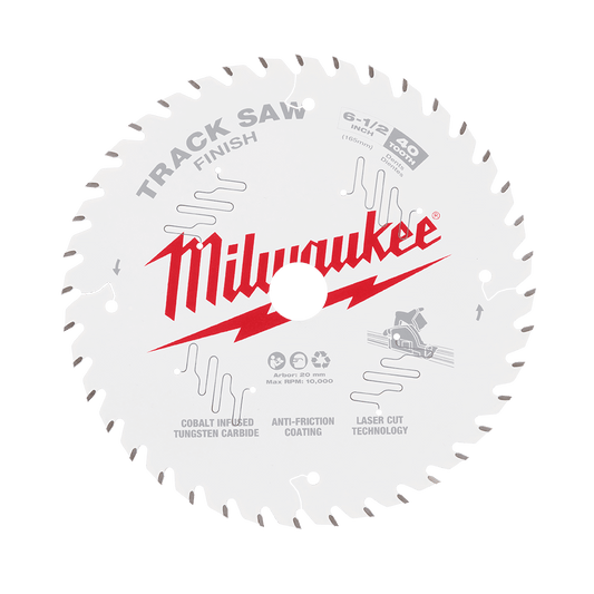 Milwaukee 165mm 6-1/2" 40T Wood Track Saw Blade Finish - 48400625 - Available at Power Tool Specialists, Carlton, Victoria, Australia.