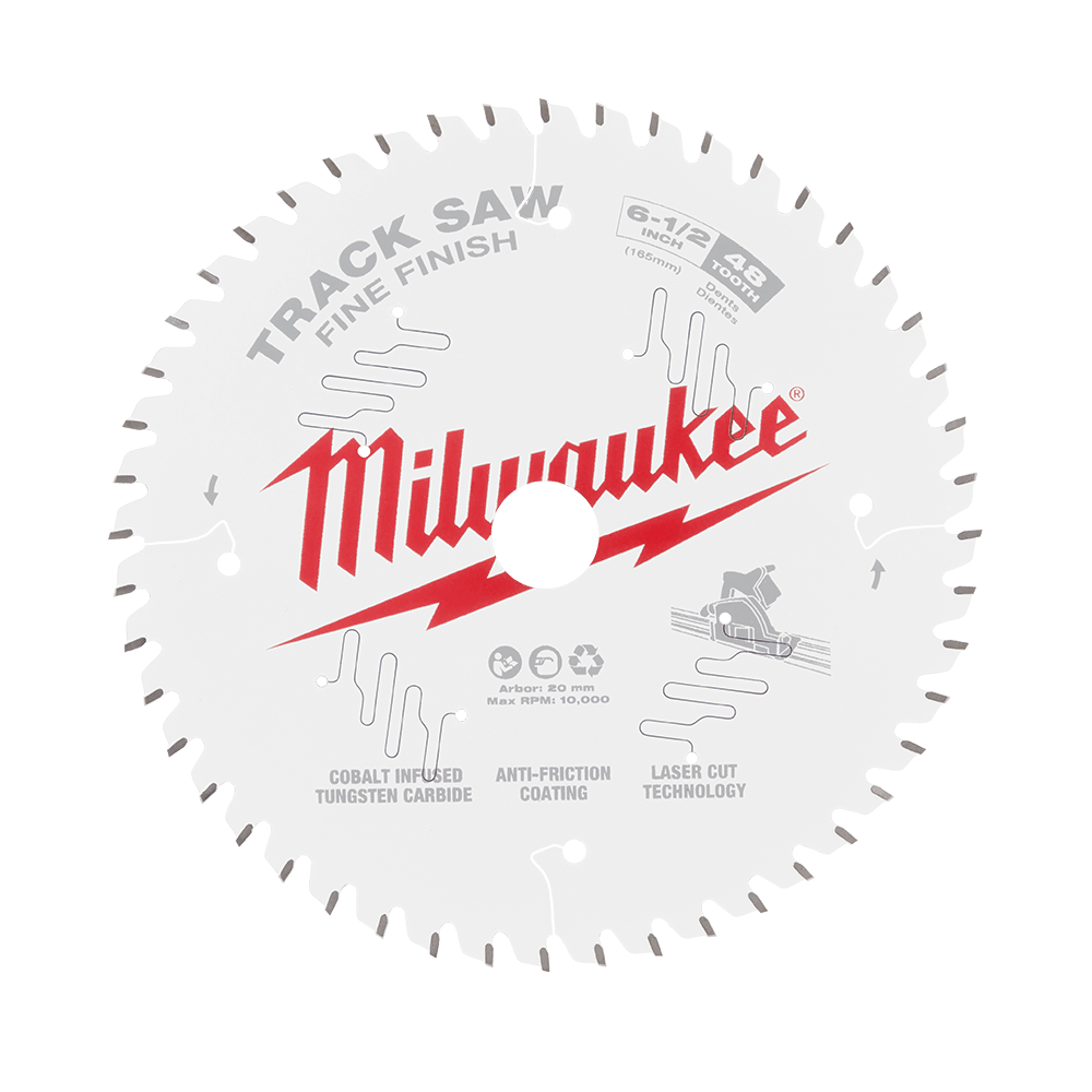 Milwaukee 165mm 6-1/2" 48T Wood Track Saw Blade Fine Finish - 48400627 - Available at Power Tool Specialists, Carlton, Victoria, Australia.