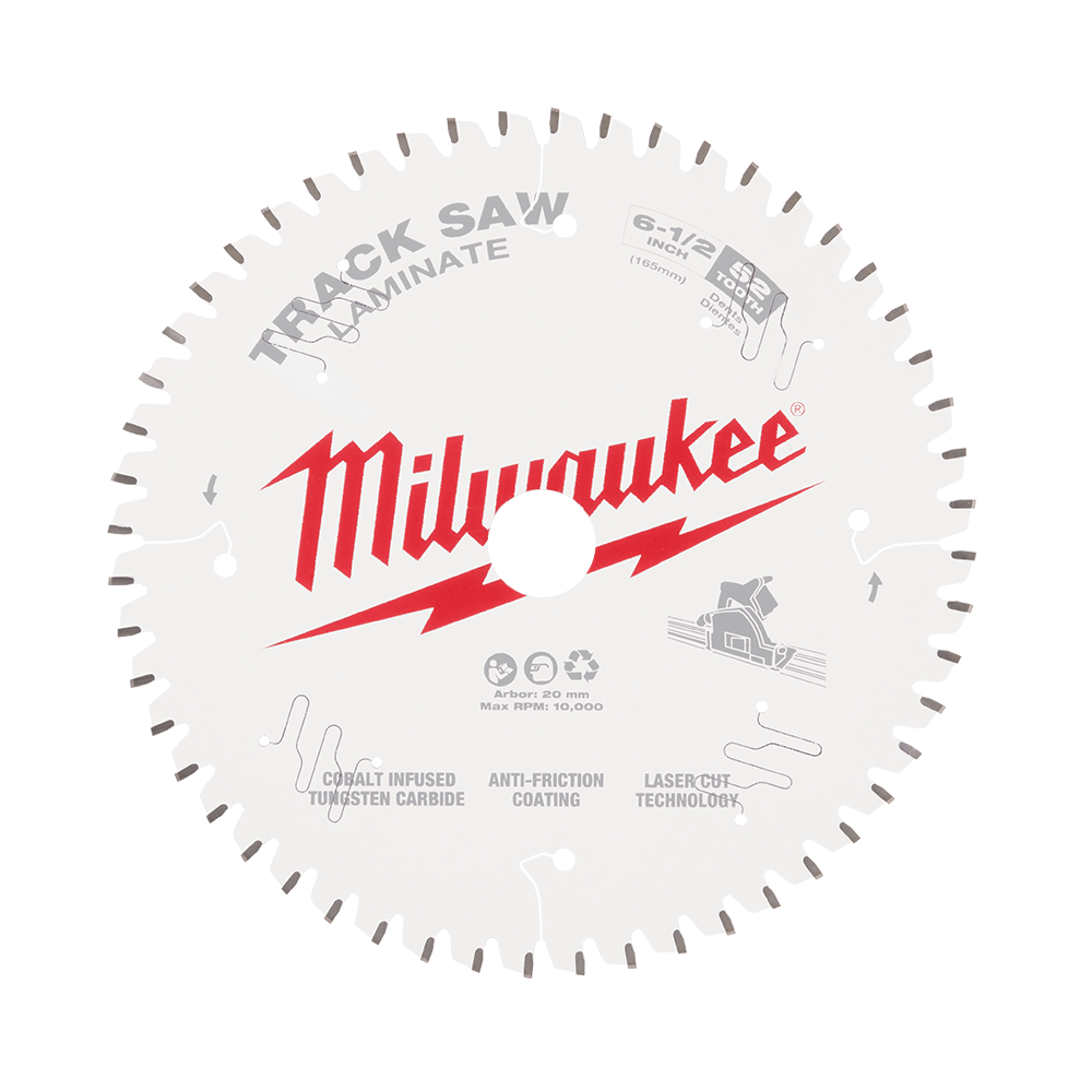 Milwaukee 165mm 6-1/2" 52T Laminate Track Saw Blade - 48400643 - Available at Power Tool Specialists, Carlton, Victoria, Australia.