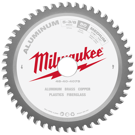 Milwaukee 137mm (5-3/8") 50T Aluminium Circular Saw Blade (suits M18FMCS-0) - 48404075 - Available at Power Tool Specialists, Carlton, Victoria, Australia.