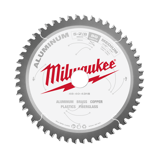 Milwaukee 150mm (5-7/8") 50T Aluminium Circular Saw Blade - 48404315 - Available at Power Tool Specialists, Carlton, Victoria, Australia.