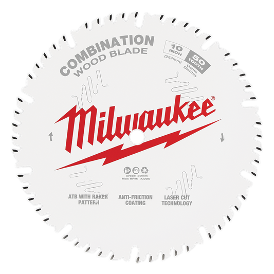 Milwaukee 10" 254mm 50T COMBINATION Blade - 48408026 - Available at Power Tool Specialists, Carlton, Victoria, Australia.